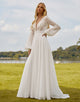 Sophisticated V-Neck Lace Applique Wedding Dress 2025 with A-Line