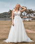 Sparkly Tulle Beaded Ivory Long A Line Wedding Dress