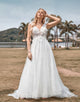 Sparkly Tulle Beaded Ivory Long A Line Wedding Dress