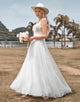 Sparkly Tulle Beaded Ivory Long A Line Wedding Dress