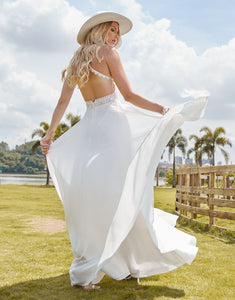 Charming Spaghetti Sleeveless Hollow Wedding Dress 2025 with Backless