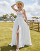 Charming Spaghetti Sleeveless Hollow Wedding Dress 2025 with Backless