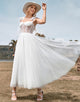 Ivory Tulle Corset Tea-Length A Line Wedding Dress