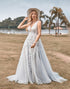 A Line Tulle Ivory Wedding Dress with Appliques