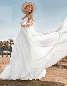 A-Line Simple Long Beach Simple Wedding Dress