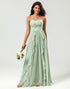 Strapless A Line Chiffon Green Bridesmaid Dress with Pleated