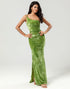 Mermaid One Shoulder Olive Velvet Bridesmaid Dress