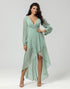 A Line Green Bridesmaid Dress with Long Sleeves