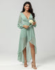 A Line Green Bridesmaid Dress with Long Sleeves