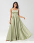 Satin A Line Green Bridesmaid Dress with Pockets