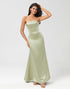 Strapless Satin Sheath Green Bridesmaid Dress