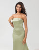 Strapless Satin Sheath Green Bridesmaid Dress