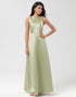 Satin Green Bridesmaid Dress with Pleated