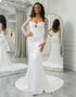 Ivory Long Sleeves Cut Out Bridal Dress With Lace