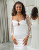 Ivory Long Sleeves Cut Out Bridal Dress With Lace