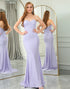 Lilac Mermaid Off The Shoulder Long Corset Prom Dress With Appliques