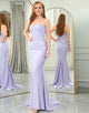 Lilac Mermaid Off The Shoulder Long Corset Prom Dress With Appliques