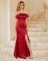 Sheath Off the Shoulder Burgundy Bridesmaid Dress