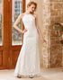 White Mermaid Floor Length Sheath Wedding Dress