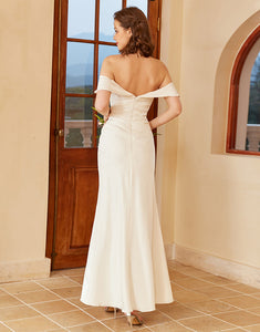 Simple Off the Shoulder Boho Wedding Dress