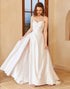 White Satin Sweetheart Wedding Dress with Slit