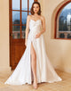 White Satin Sweetheart Wedding Dress with Slit
