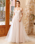 A Line Halter White Long Wedding Dress with Appliques