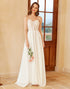 A Line Spaghetti Straps White Wedding Dress with Appliques