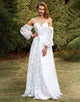 White Off The Shoulder Long Sleeves Wedding Dress