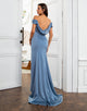 Mermaid Grey Blue Mother of the Bride Dress