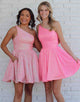 One Shoulder Pink A Line Homecoming Dress with Sequins