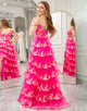Fuchsia A Line Off the Shoulder Long Prom Dress with Appliques
