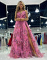 Fuchsia Sweetheart Off The Shoulder A-Line Prom Dress