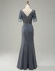 Grey Appliques Mother of Bride Dress