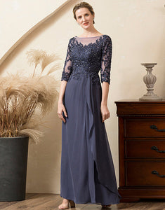 Long Sleeves Blue Mother of Bride Dress with Appliques