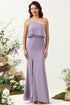Sheath One Shoulder Purple Bridesmaid Dress with Silt