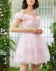 Pink Off the Shoulder A Line Homecoming Dress