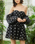 Black Stars Off the Shoulder Long Sleeves Homecoming Dress