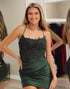 Spaghetti Straps Dark Green Short Homecoming Dress with Appliques