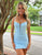 Blue Spaghetti Straps Sparkly Homecoming Dress