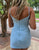 Blue Spaghetti Straps Sparkly Homecoming Dress