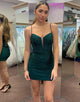 Dark Green Bodycon Spaghetti Straps Short Homecoming Dress