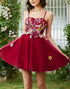 Spaghetti Straps Burgundy Homecoming Dress With Appliques