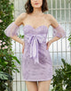 Purple Off the Shoulder Bowknot Homecoming Dress With Appliques
