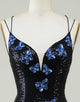 Glitter Black Tight Homecoming Dress with Sequins Butterflies