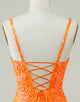 Glitter Orange Tight Homecoming Dress with Beaded