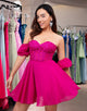 Off the Shoulder Fuchsia A Line Homecoming Dress