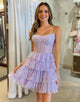 Gorgeous A Line Strapless Purple Sparkly Corset Homecoming Dress