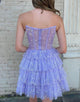 Gorgeous A Line Strapless Purple Sparkly Corset Homecoming Dress