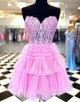 Sweetheart Hot Pink A Line Corset Homecoming Dress